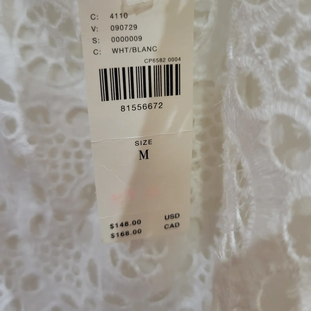 NWT Maeve Anthropologie White Eyelet Lace Blouse Top Size MEDIUM